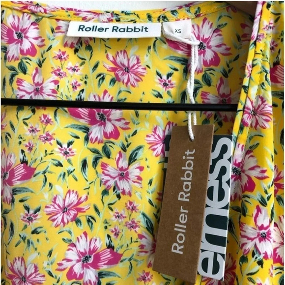 New Roller Rabbit Floral print Prana Filena Wrap Dress flutter
yellow midi - Picture 7 of 14